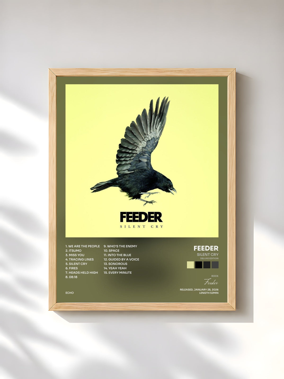 #bois Tableau de l'album Silent Cry (Deluxe Edition) de Feeder, cadre en bois brut, imprimé et encadré en France