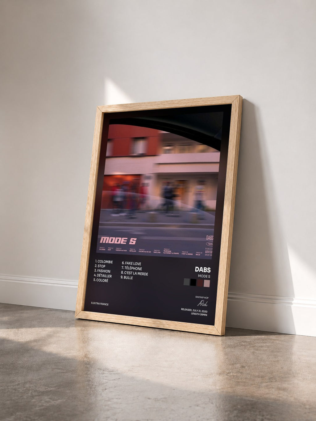 #bois Tableau de l'album Mode S de Dabs vu de trois quarts, cadre en bois brut