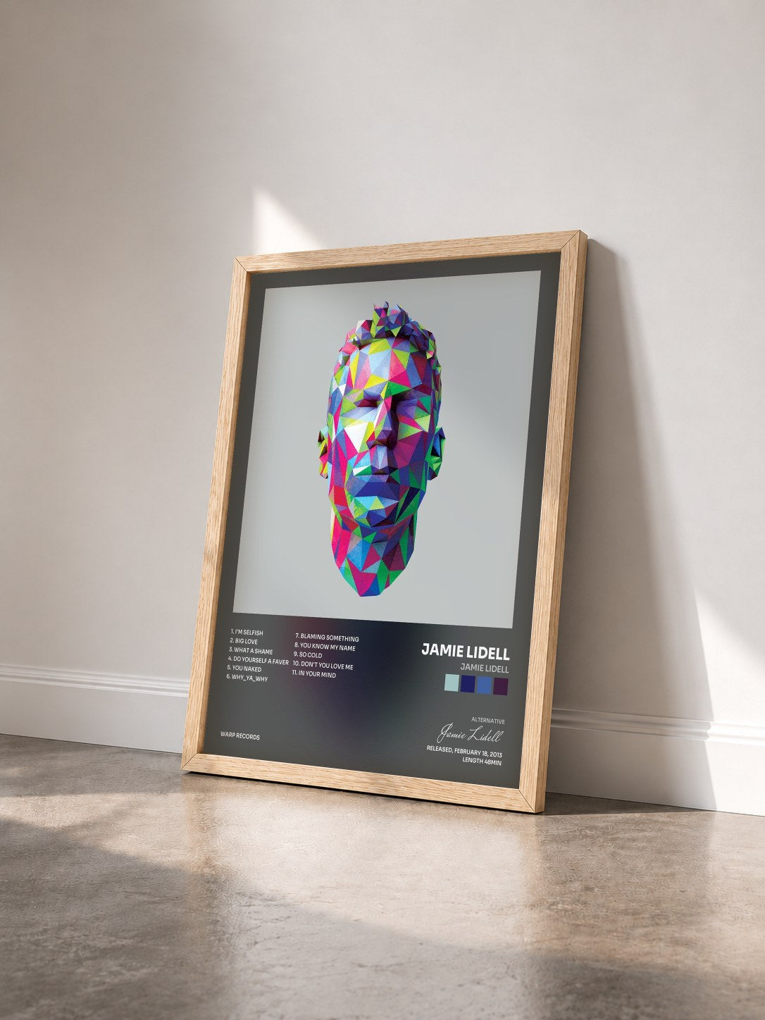 #bois Tableau de l'album Jamie Lidell de Jamie Lidell vu de trois quarts, cadre en bois brut