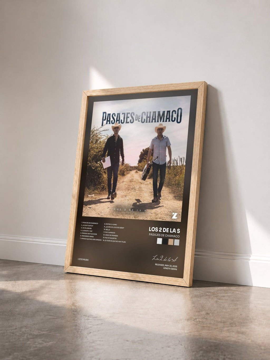 #bois Tableau de l'album Pasajes de Chamaco de Los 2 de la S vu de trois quarts, cadre en bois brut