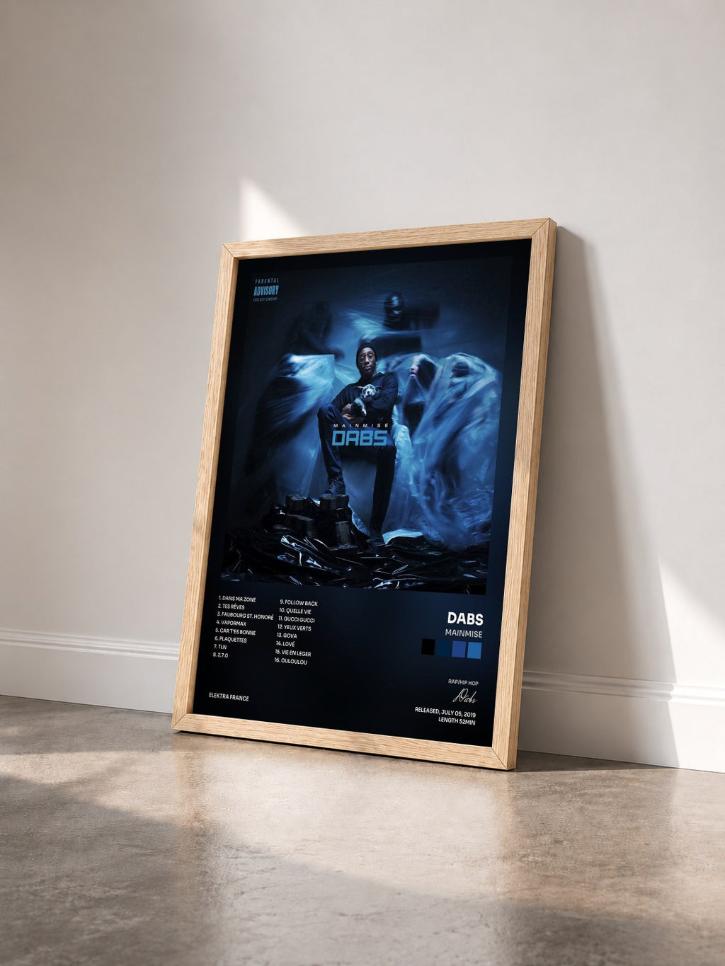 #bois Tableau de l'album Mainmise de Dabs vu de trois quarts, cadre en bois brut
