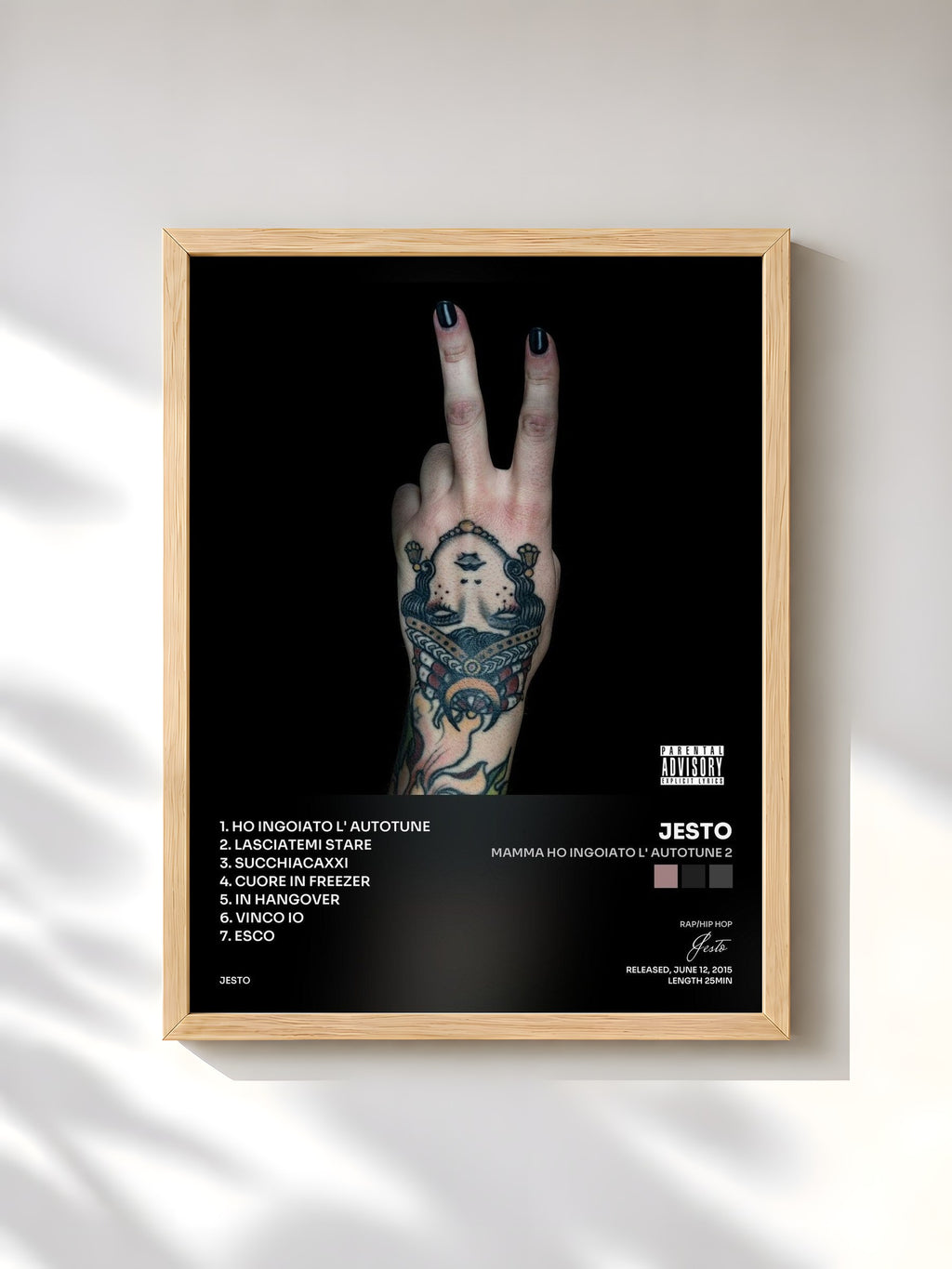 #bois Tableau de l'album Mamma Ho Ingoiato L' Autotune 2 de Jesto, cadre en bois brut, imprimé et encadré en France