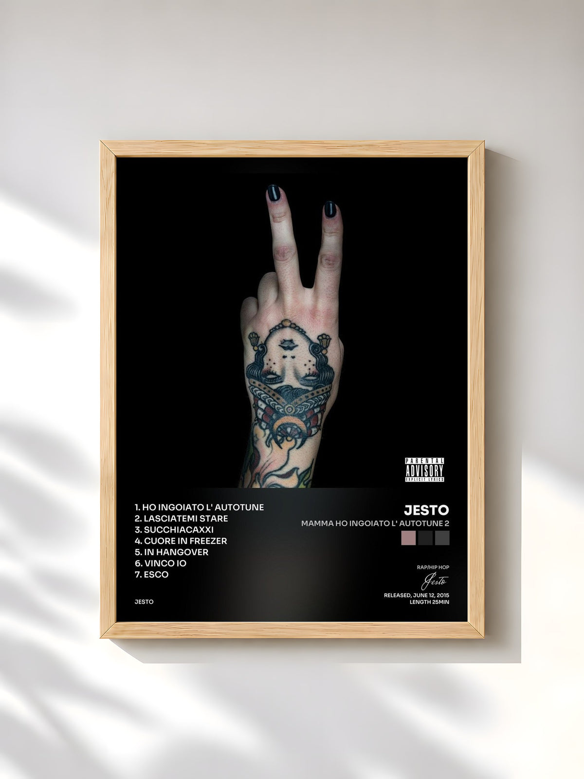 #bois Tableau de l'album Mamma Ho Ingoiato L' Autotune 2 de Jesto, cadre en bois brut, imprimé et encadré en France
