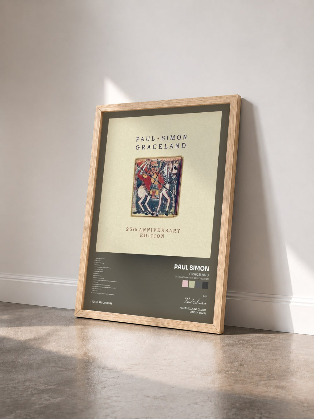 #bois Tableau de l'album Graceland (25th Anniversary Deluxe Edition) de Paul Simon vu de trois quarts, cadre en bois brut