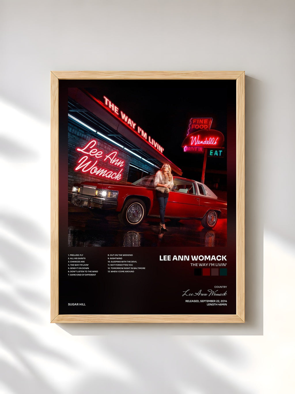 #bois Tableau de l'album The Way I'm Livin' de Lee Ann Womack, cadre en bois brut, imprimé et encadré en France