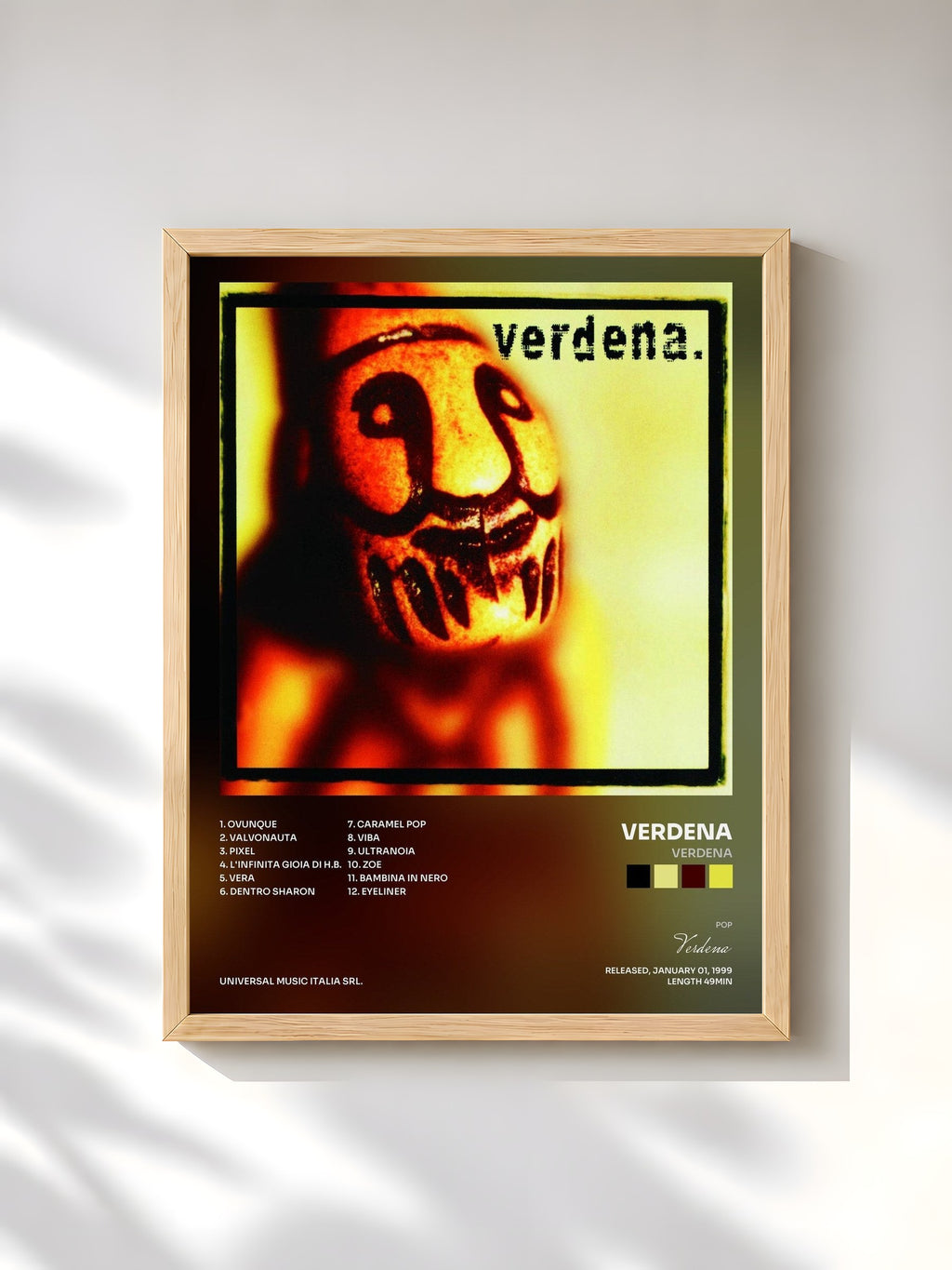 #bois Tableau de l'album Verdena de Verdena, cadre en bois brut, imprimé et encadré en France