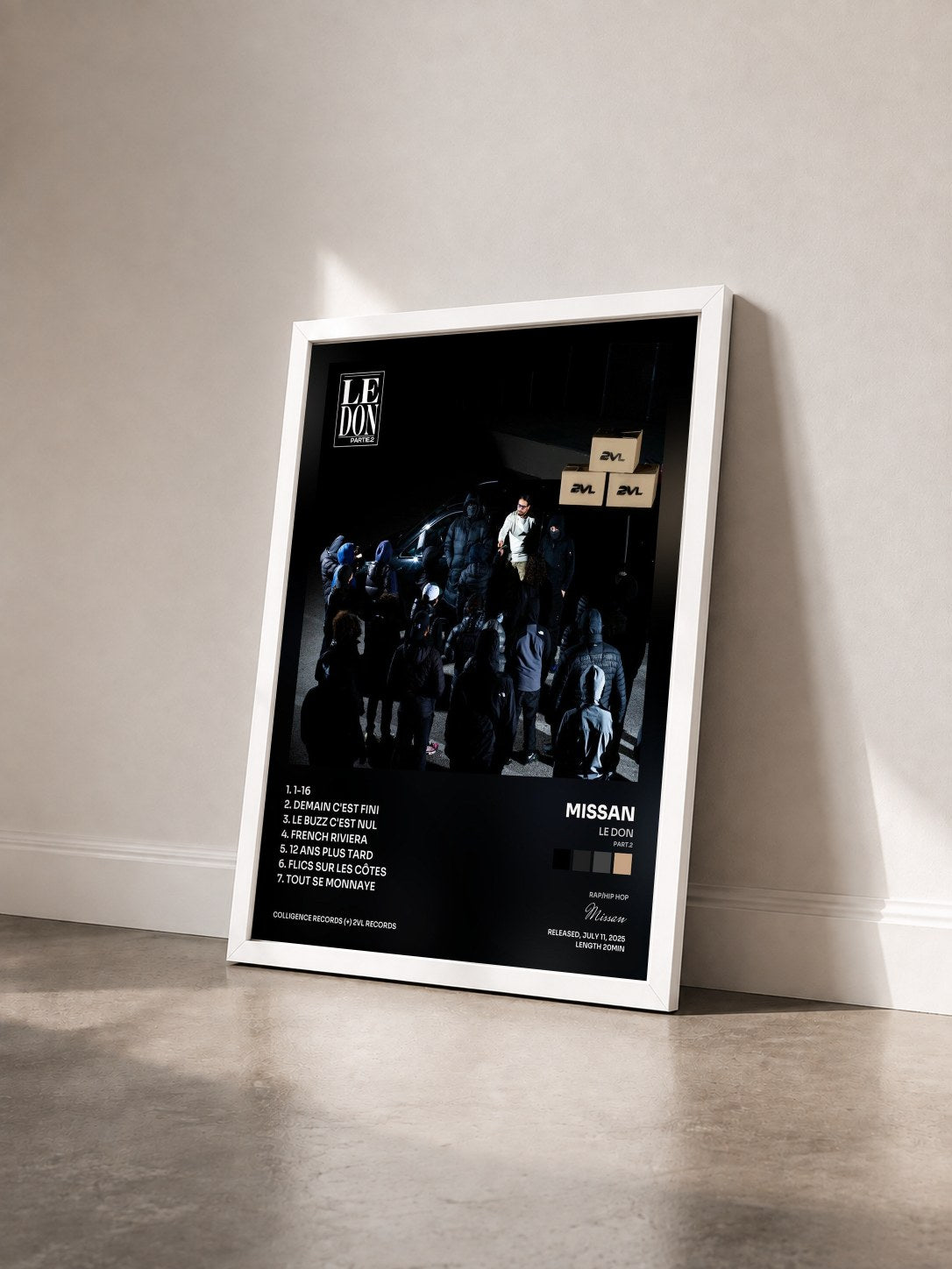#blanc Tableau de l'album Le Don (Part.2) de Missan vu de trois quarts, cadre blanc