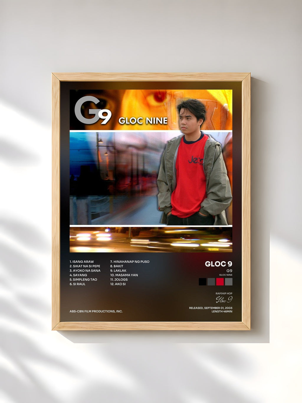 #bois Tableau de l'album G9 (Gloc Nine) de Gloc 9, cadre en bois brut, imprimé et encadré en France