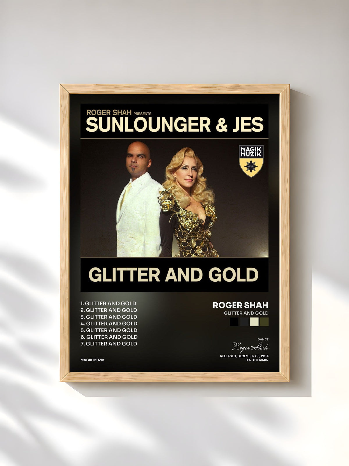 #bois Tableau de l'album Glitter and Gold de Roger Shah, cadre en bois brut, imprimé et encadré en France