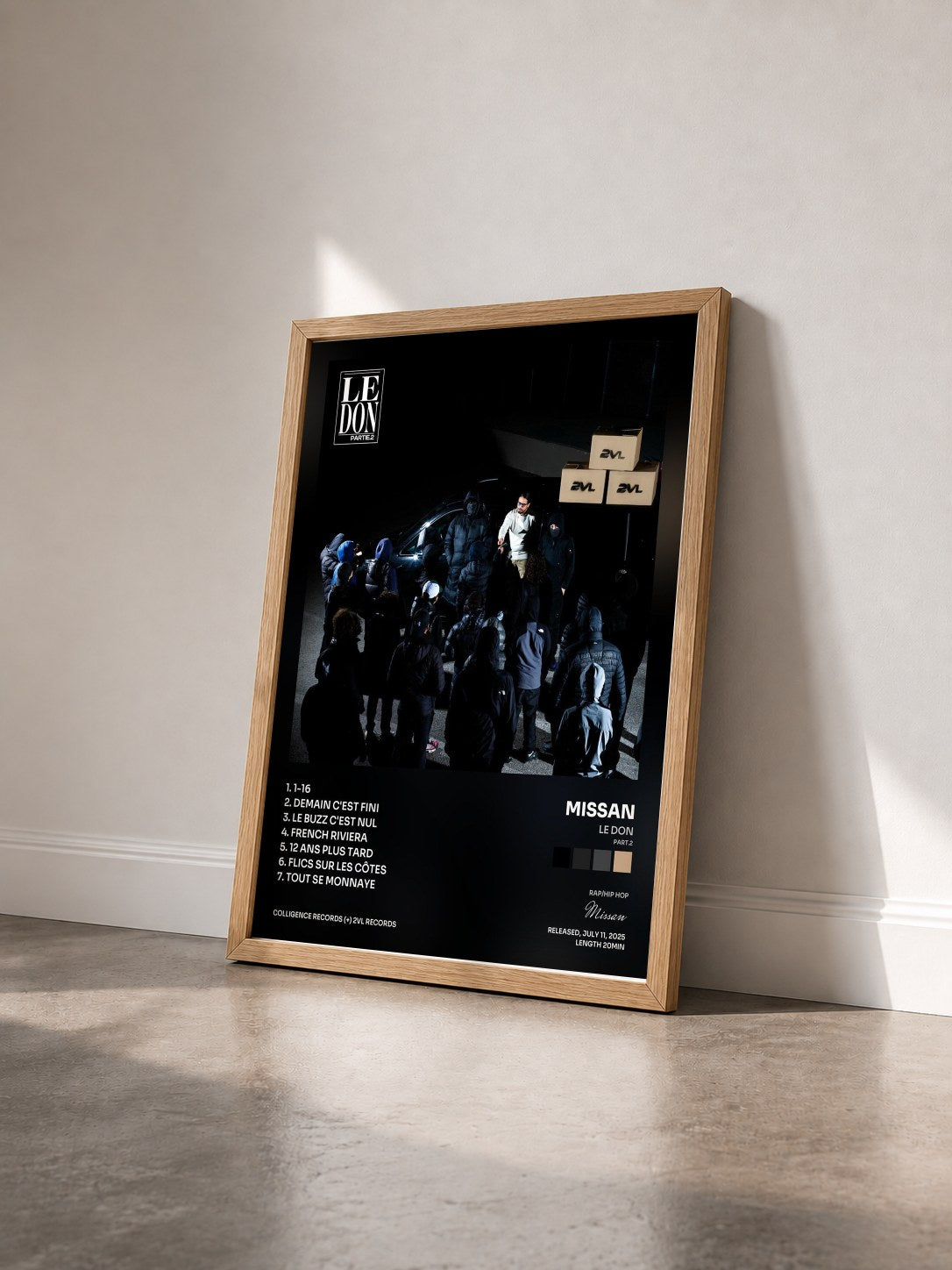 #bois Tableau de l'album Le Don (Part.2) de Missan vu de trois quarts, cadre en bois brut