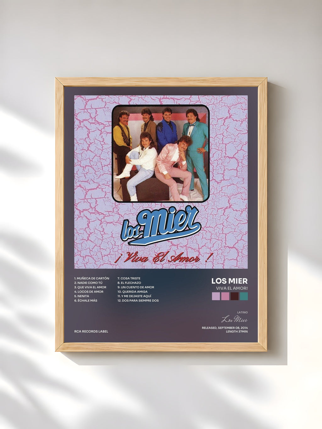 #bois Tableau de l'album Viva el Amor! de Los Mier, cadre en bois brut, imprimé et encadré en France