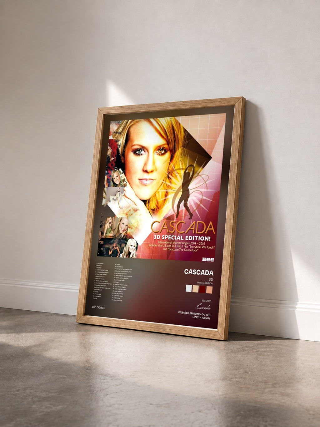 #bois Tableau de l'album 3D (Special Edition) de Cascada vu de trois quarts, cadre en bois brut