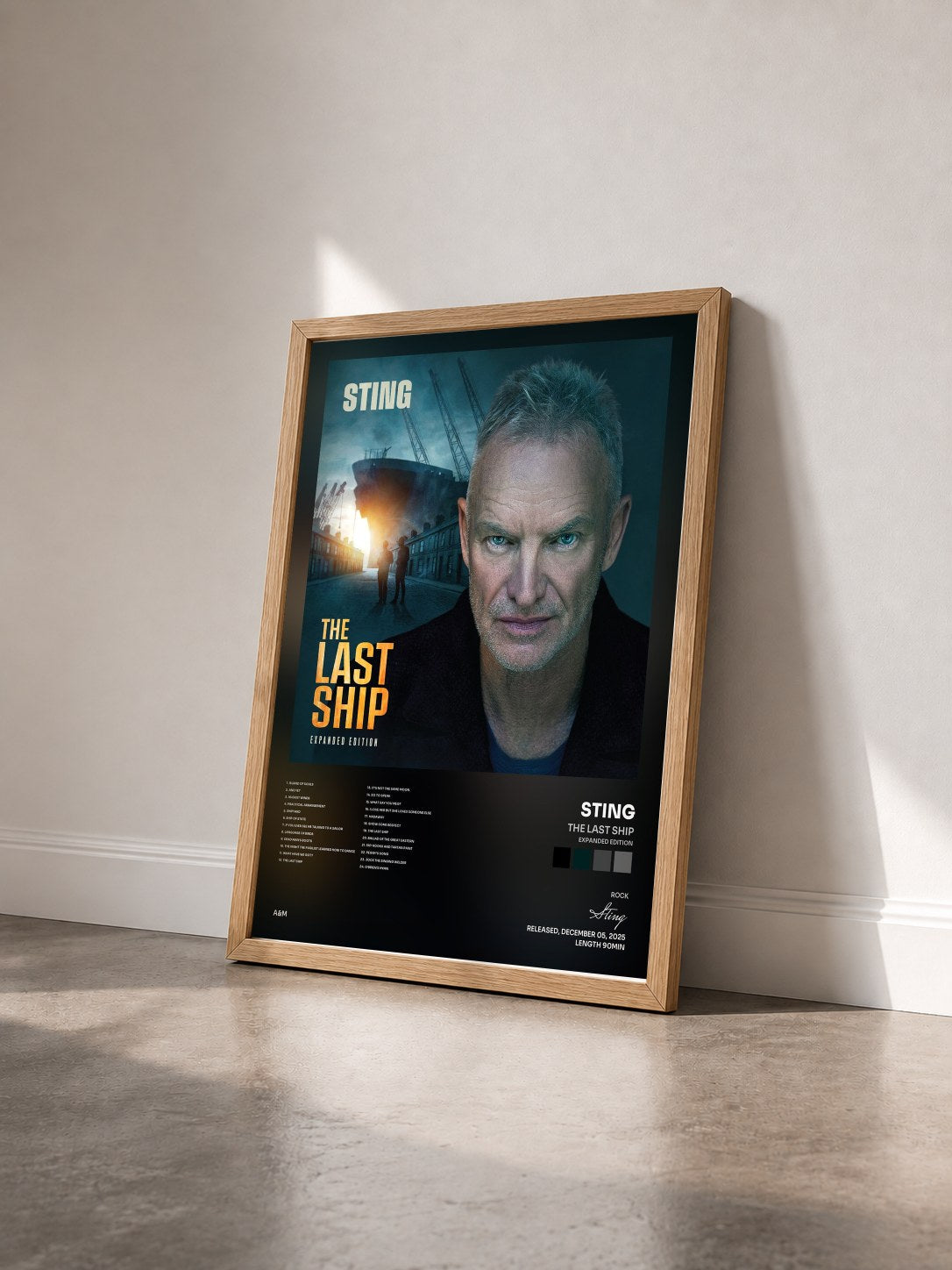 #bois Tableau de l'album The Last Ship (Expanded Edition) de Sting vu de trois quarts, cadre en bois brut