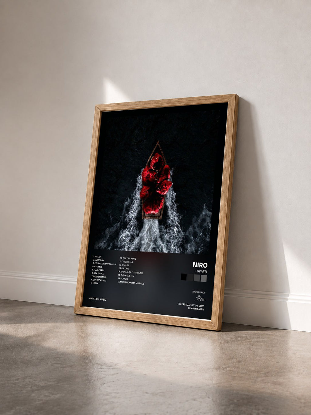#bois Tableau de l'album HAYATI de Niro vu de trois quarts, cadre en bois brut