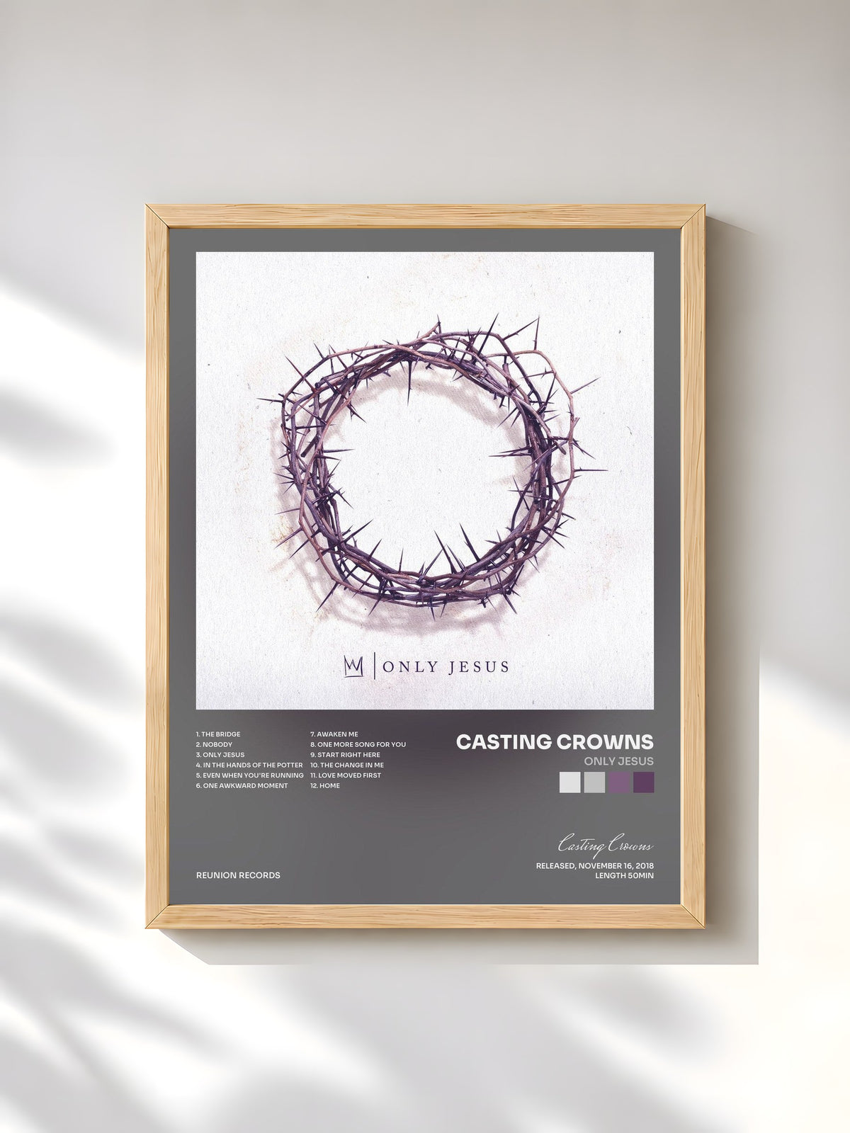 #bois Tableau de l'album Only Jesus de Casting Crowns, cadre en bois brut, imprimé et encadré en France