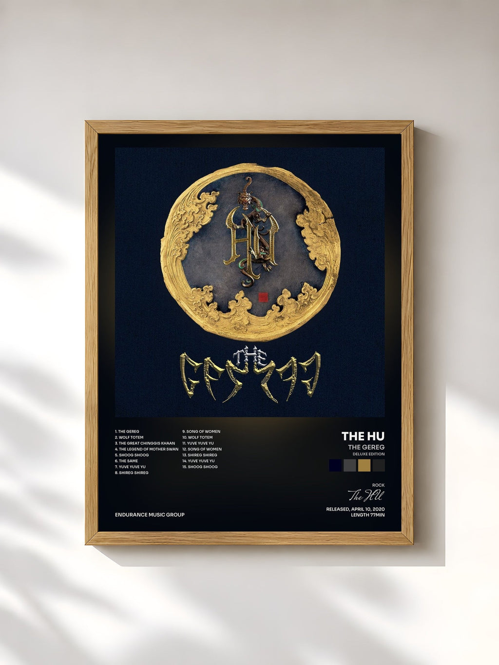 #bois Tableau de l'album The Gereg (Deluxe Edition) de The HU, cadre en bois brut, imprimé et encadré en France