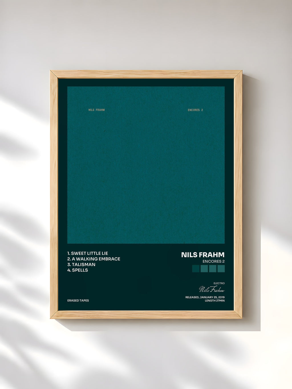 #bois Tableau de l'album Encores 2 de Nils Frahm, cadre en bois brut, imprimé et encadré en France