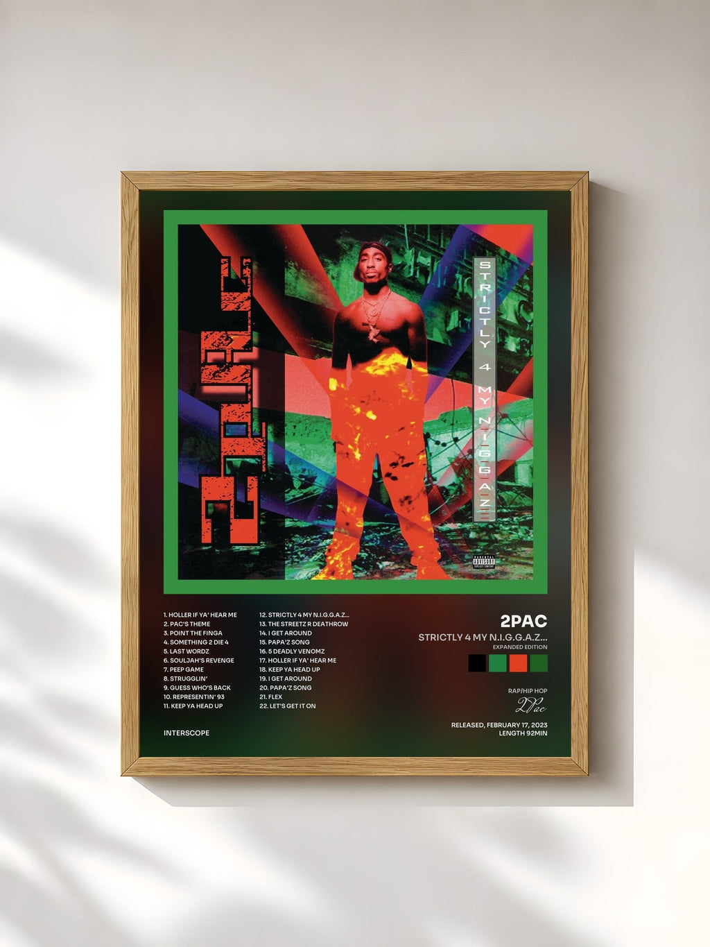 #bois Tableau de l'album Strictly 4 My N.I.G.G.A.Z... (Expanded Edition) de 2Pac, cadre en bois brut, imprimé et encadré en France