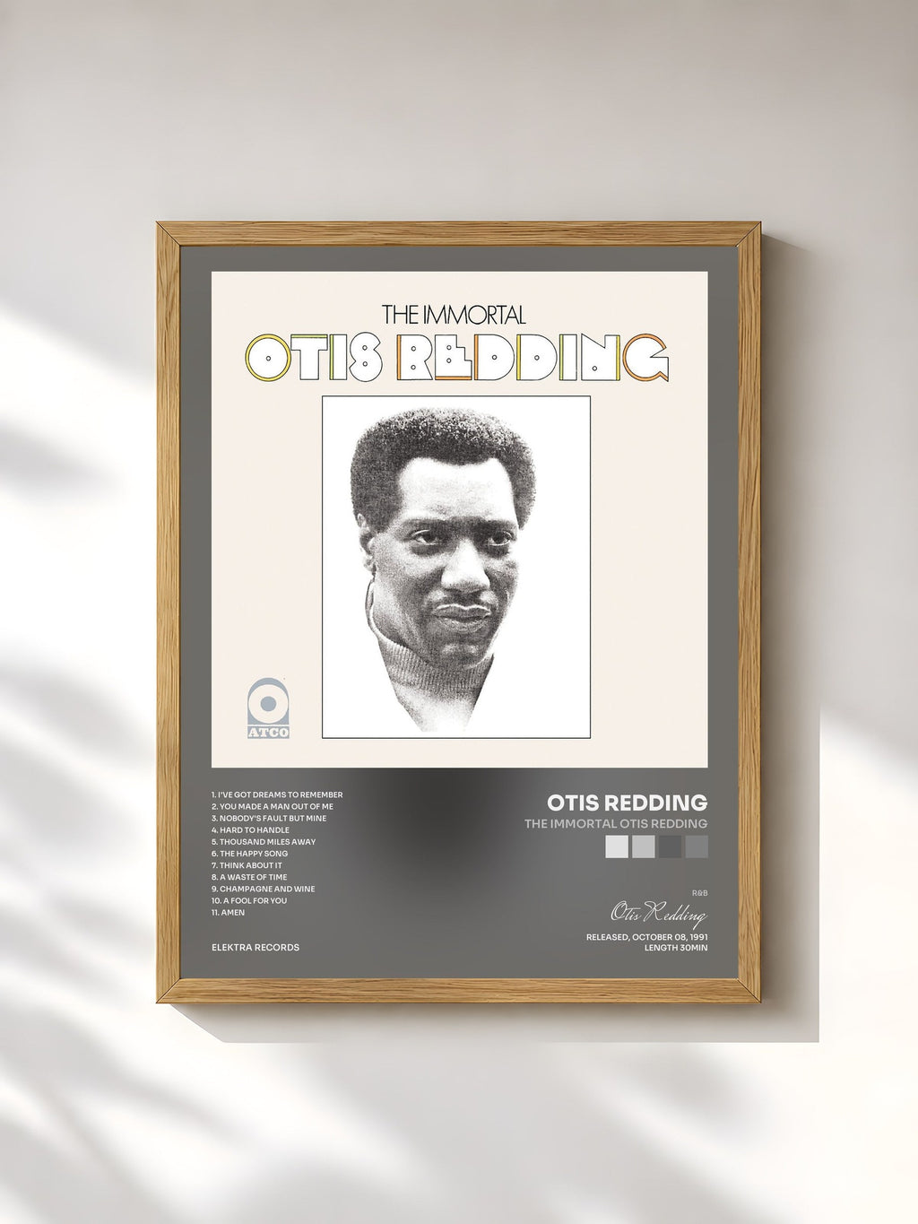#bois Tableau de l'album The Immortal Otis Redding de Otis Redding, cadre en bois brut, imprimé et encadré en France