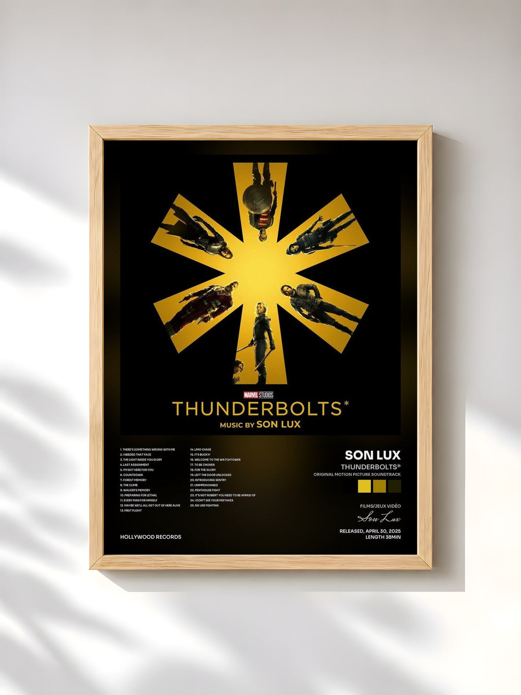 #bois Tableau de l'album Thunderbolts* (Original Motion Picture Soundtrack) de Son Lux, cadre en bois brut, imprimé et encadré en France