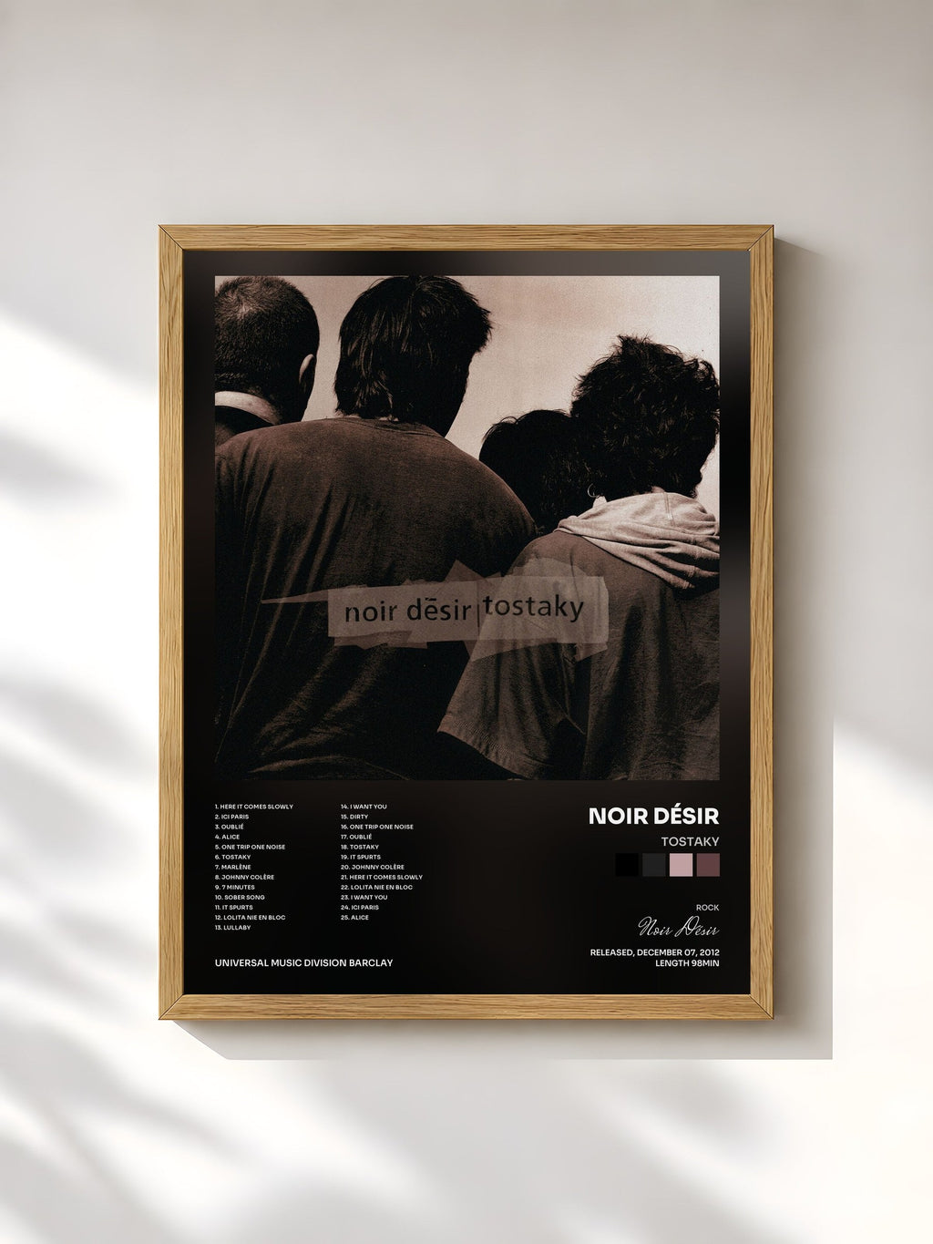 #bois Tableau de l'album Tostaky de Noir Désir, cadre en bois brut, imprimé et encadré en France