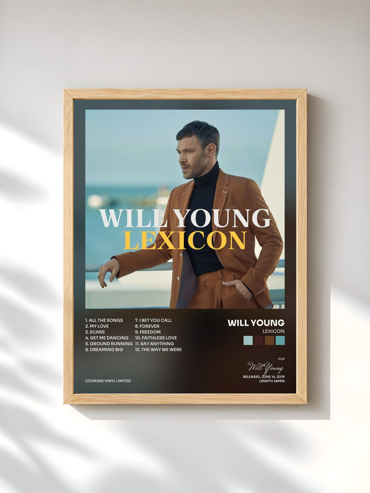 #bois Tableau de l'album Lexicon de Will Young, cadre en bois brut, imprimé et encadré en France