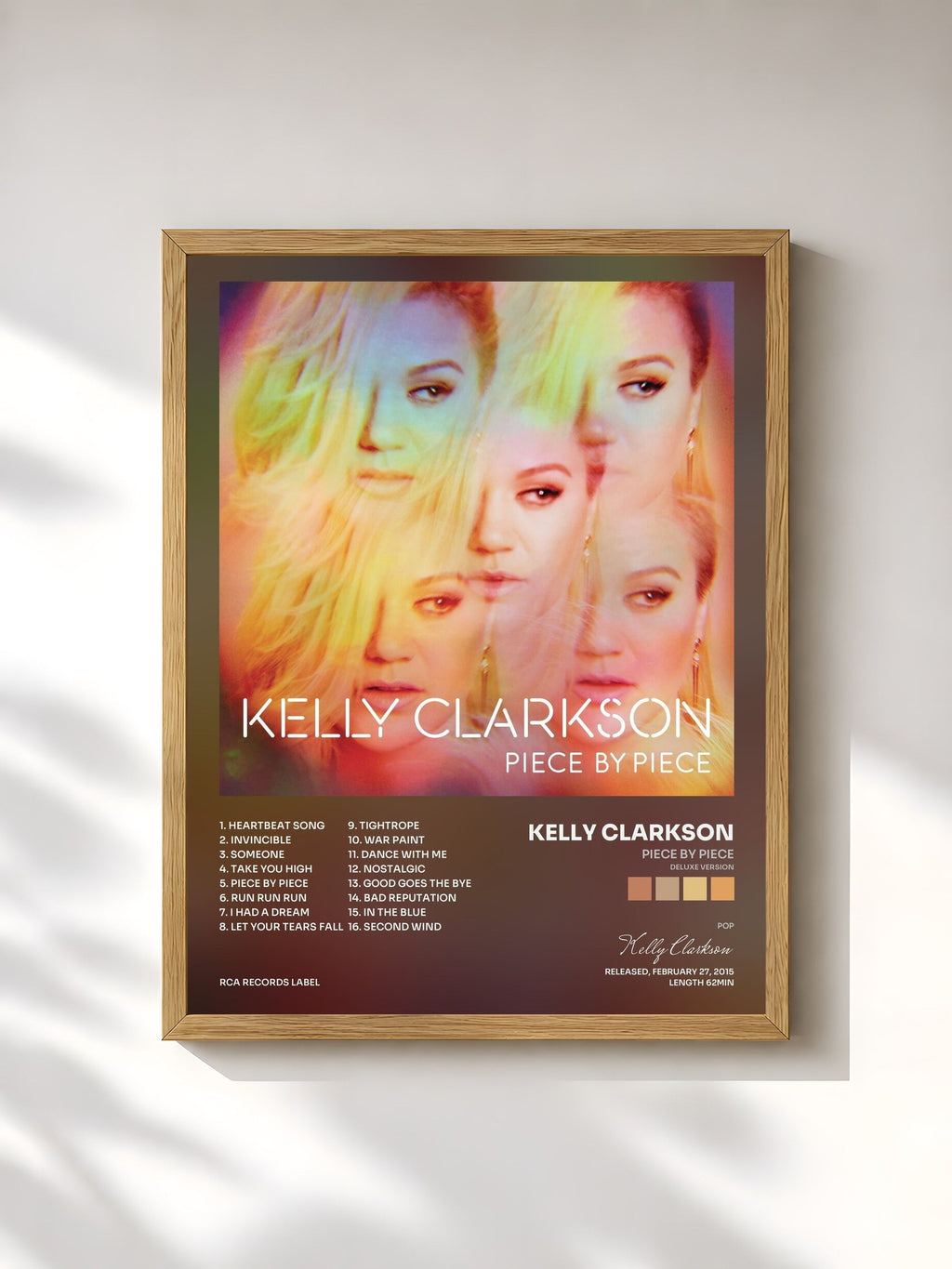 #bois Tableau de l'album Piece By Piece (Deluxe Version) de Kelly Clarkson, cadre en bois brut, imprimé et encadré en France