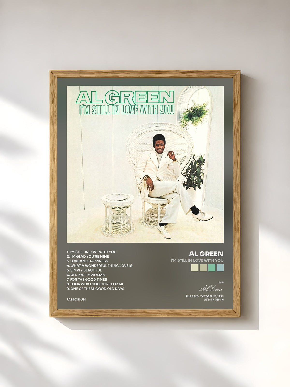 #bois Tableau de l'album I'm Still in Love with You de Al Green, cadre en bois brut, imprimé et encadré en France