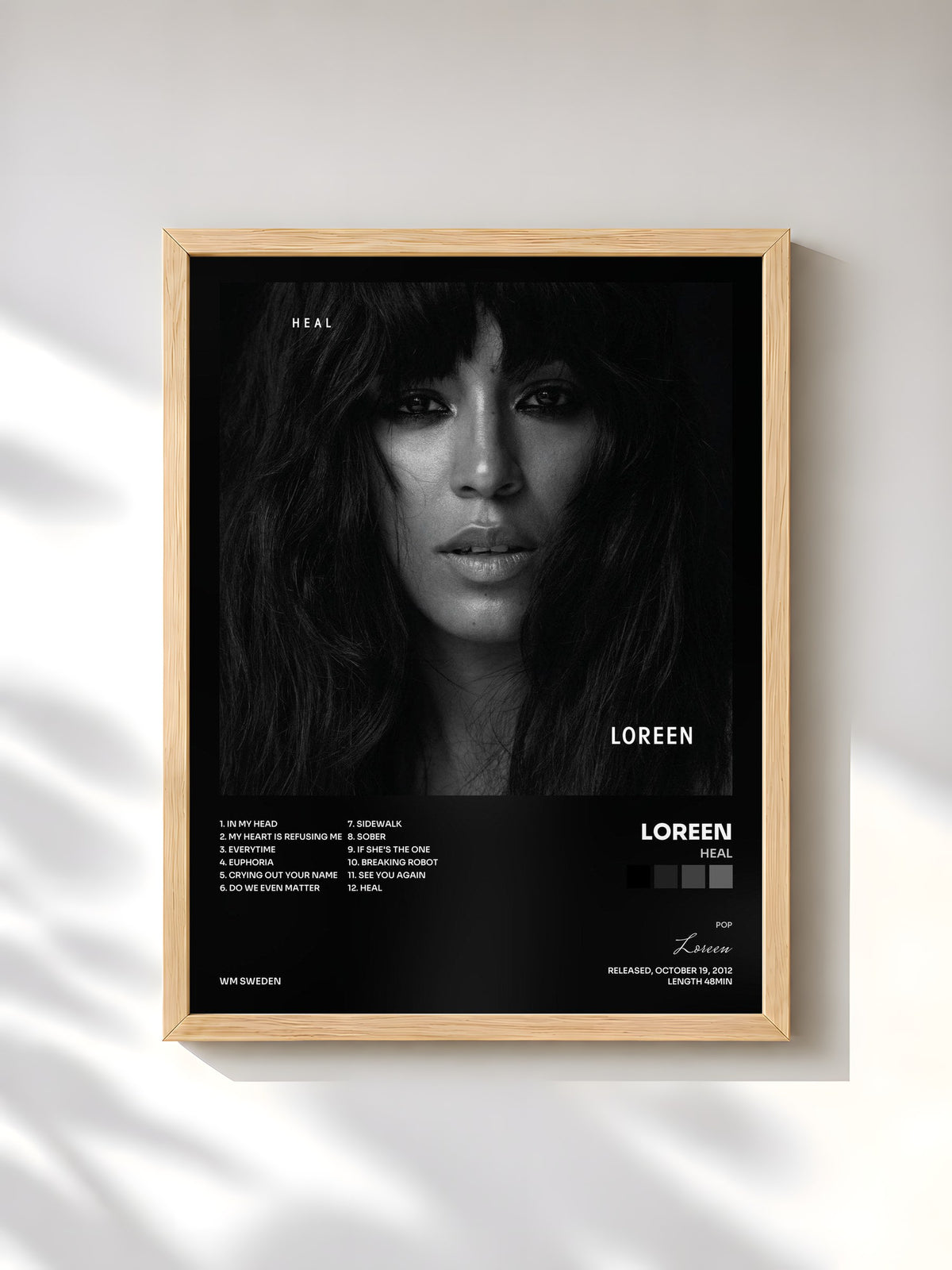 #bois Tableau de l'album Heal de Loreen, cadre en bois brut, imprimé et encadré en France