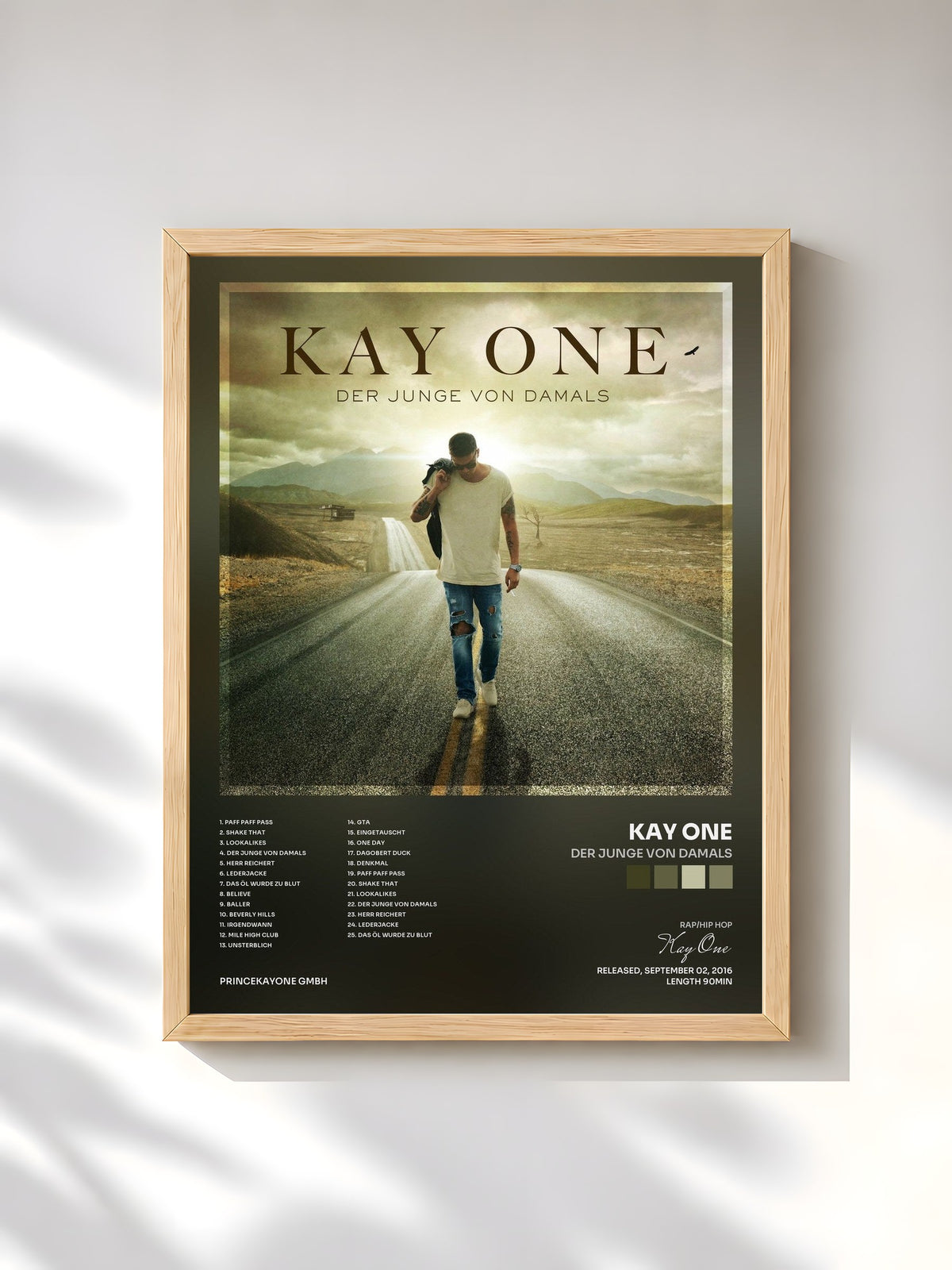 #bois Tableau de l'album Der Junge von damals de Kay One, cadre en bois brut, imprimé et encadré en France
