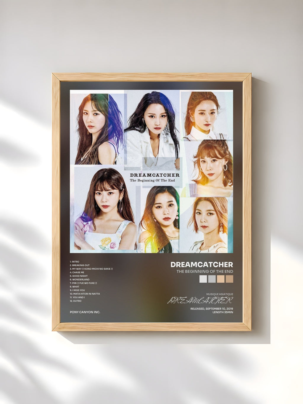 #bois Tableau de l'album The Beginning of The End de DREAMCATCHER, cadre en bois brut, imprimé et encadré en France