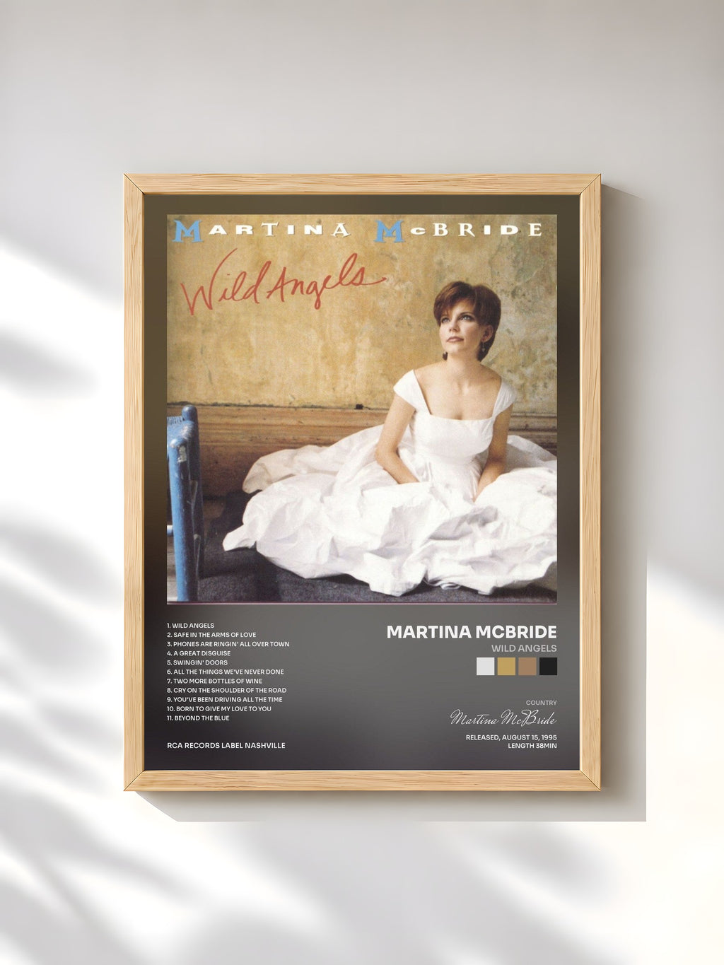 #bois Tableau de l'album Wild Angels de Martina McBride, cadre en bois brut, imprimé et encadré en France