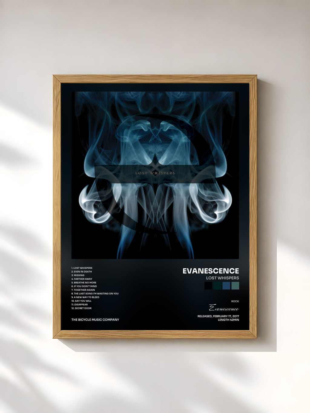 #bois Tableau de l'album Lost Whispers de Evanescence, cadre en bois brut, imprimé et encadré en France