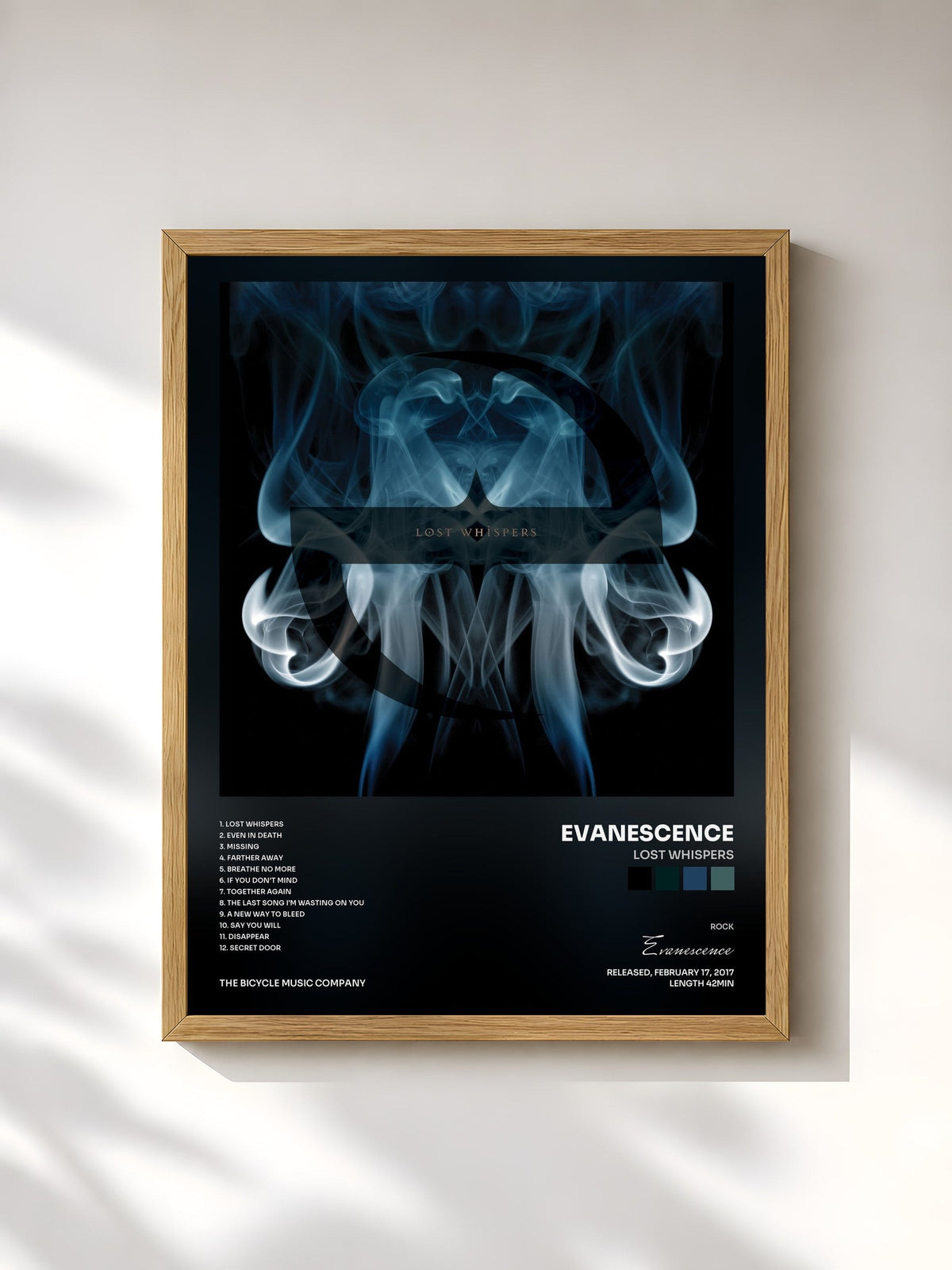 #bois Tableau de l'album Lost Whispers de Evanescence, cadre en bois brut, imprimé et encadré en France
