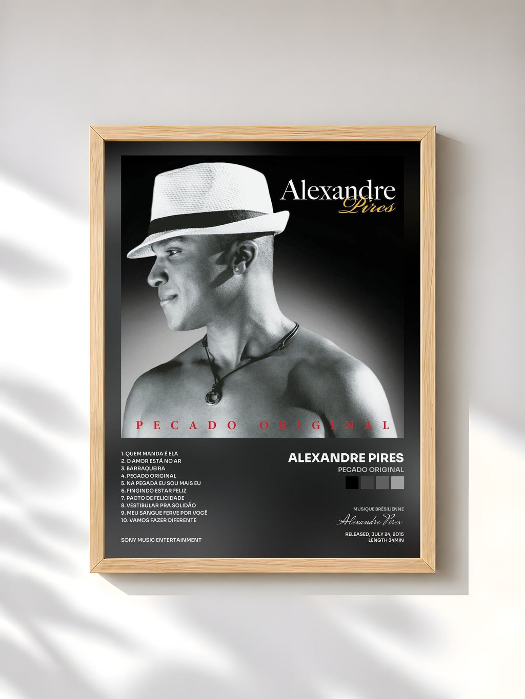#bois Tableau de l'album Pecado Original de Alexandre Pires, cadre en bois brut, imprimé et encadré en France