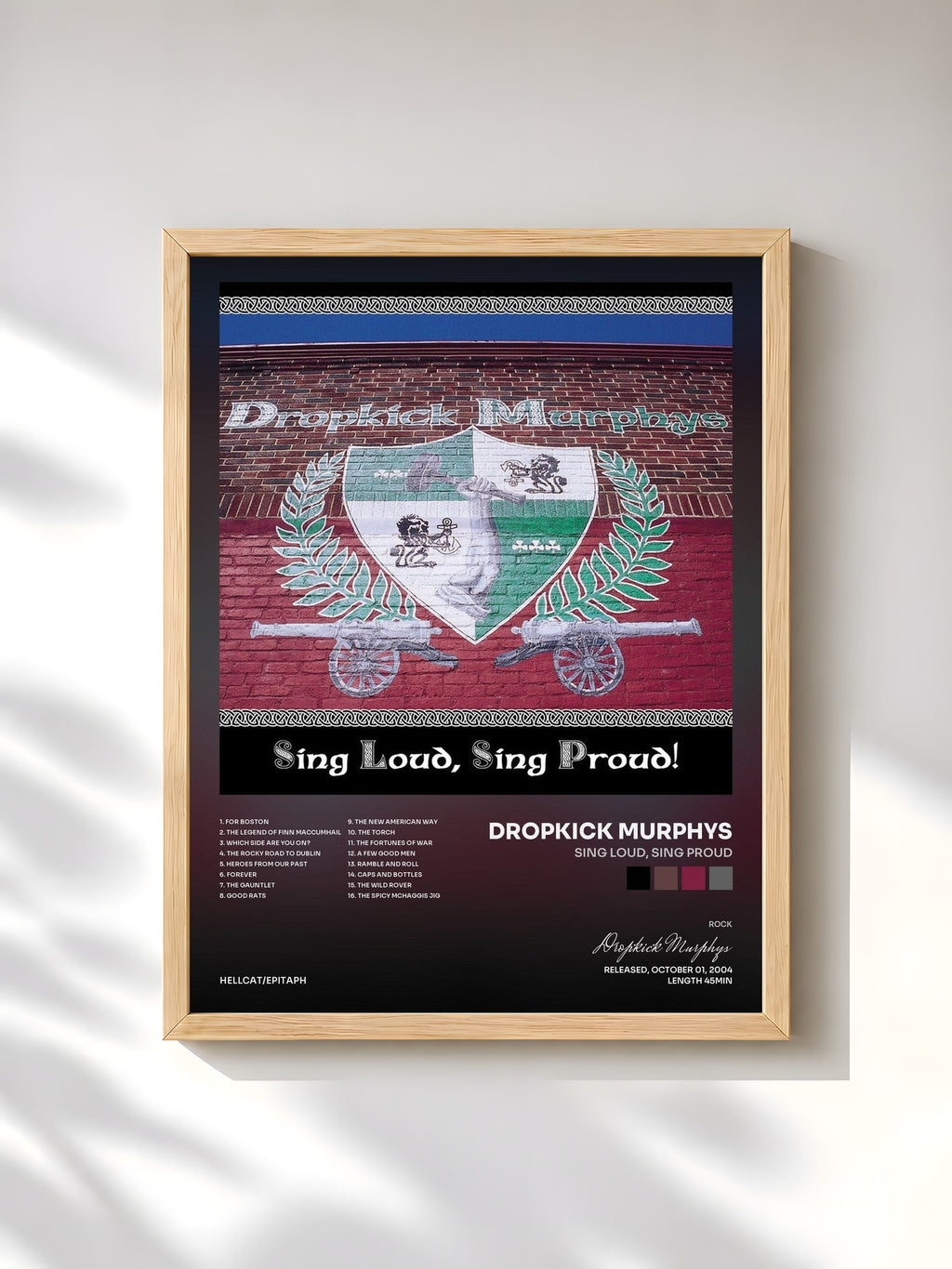 #bois Tableau de l'album Sing Loud, Sing Proud de Dropkick Murphys, cadre en bois brut, imprimé et encadré en France