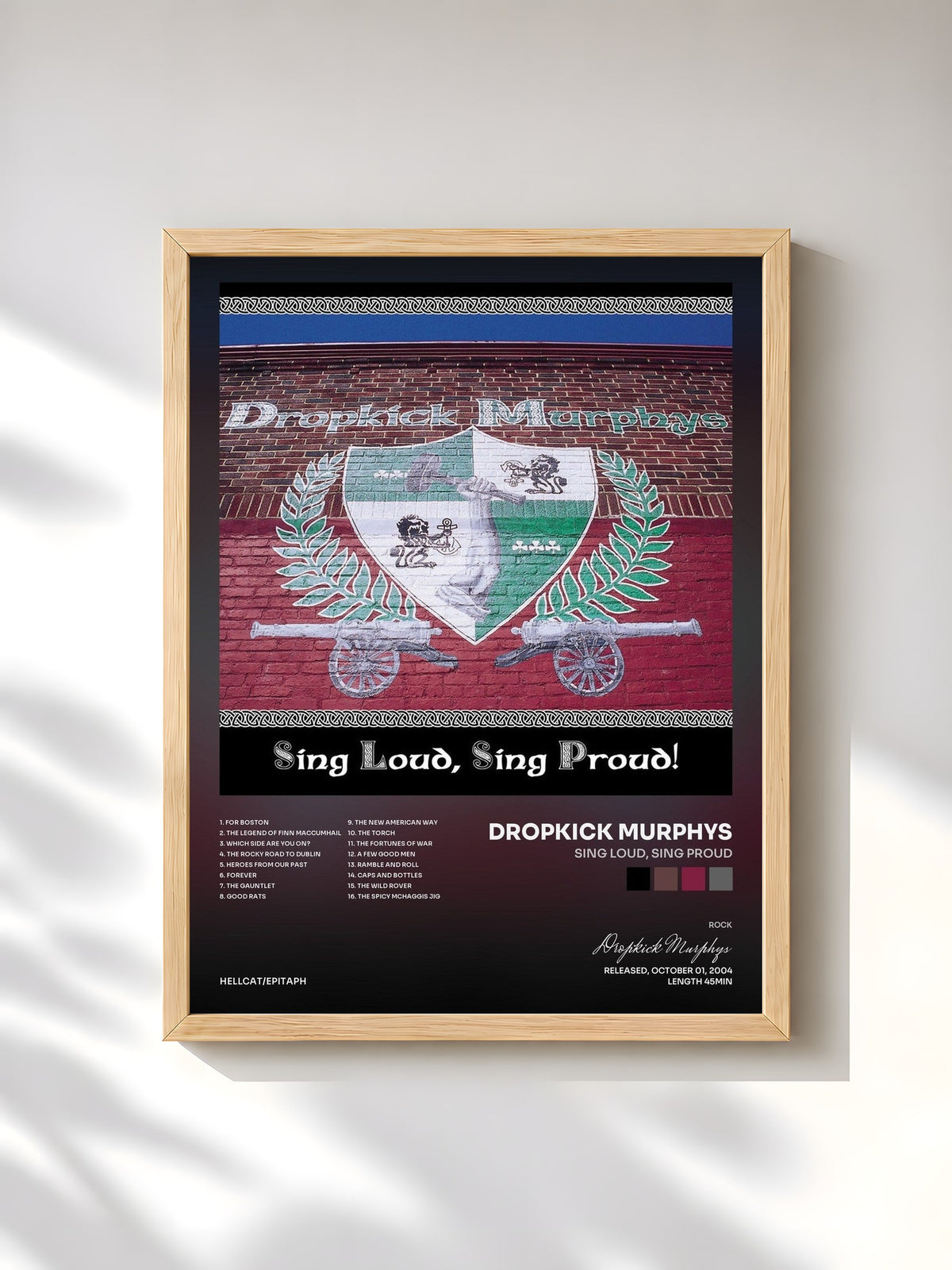 #bois Tableau de l'album Sing Loud, Sing Proud de Dropkick Murphys, cadre en bois brut, imprimé et encadré en France