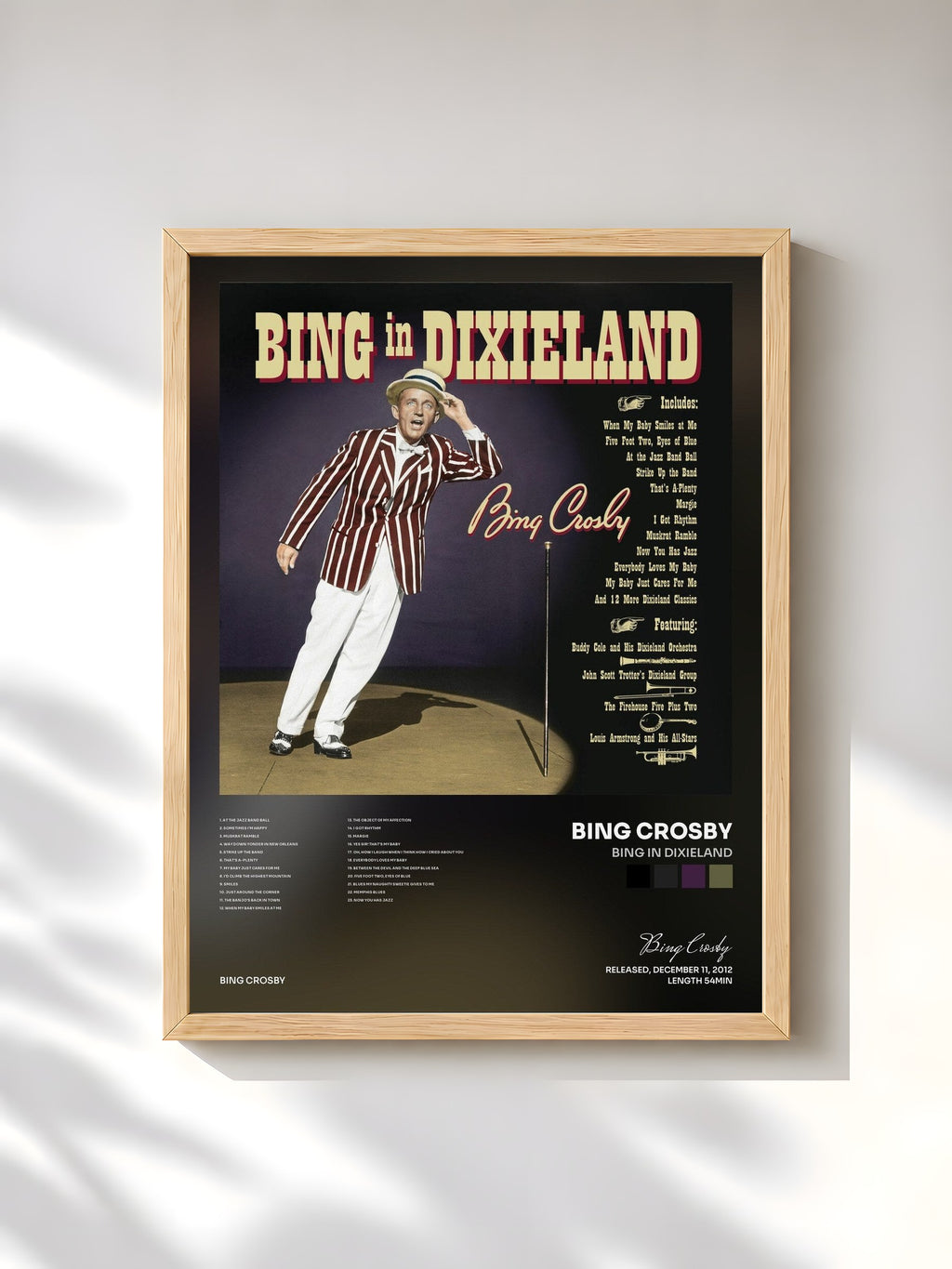 #bois Tableau de l'album Bing In Dixieland de Bing Crosby, cadre en bois brut, imprimé et encadré en France