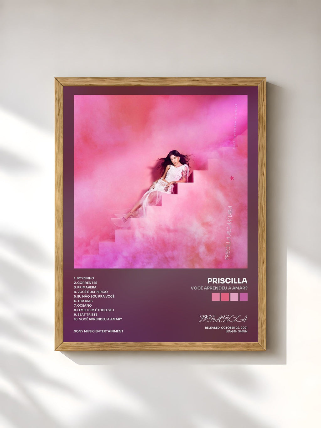 #bois Tableau de l'album Você Aprendeu A Amar? de PRISCILLA, cadre en bois brut, imprimé et encadré en France