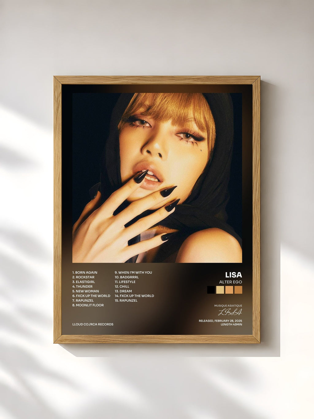 #bois Tableau de l'album Alter Ego de LISA, cadre en bois brut, imprimé et encadré en France