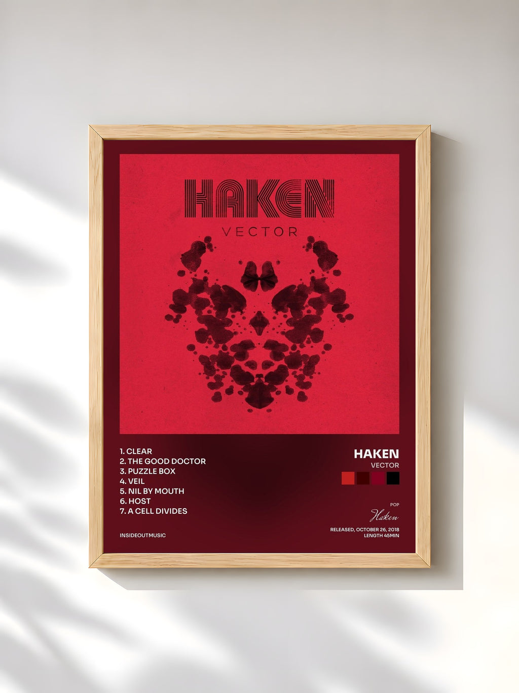 #bois Tableau de l'album Vector de Haken, cadre en bois brut, imprimé et encadré en France