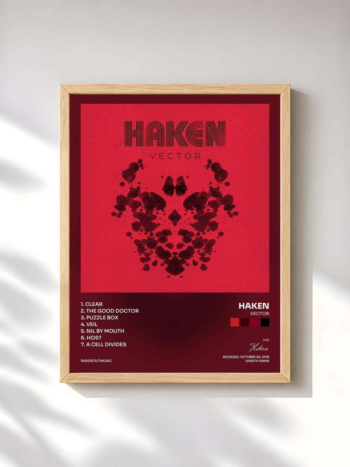#bois Tableau de l'album Vector de Haken, cadre en bois brut, imprimé et encadré en France