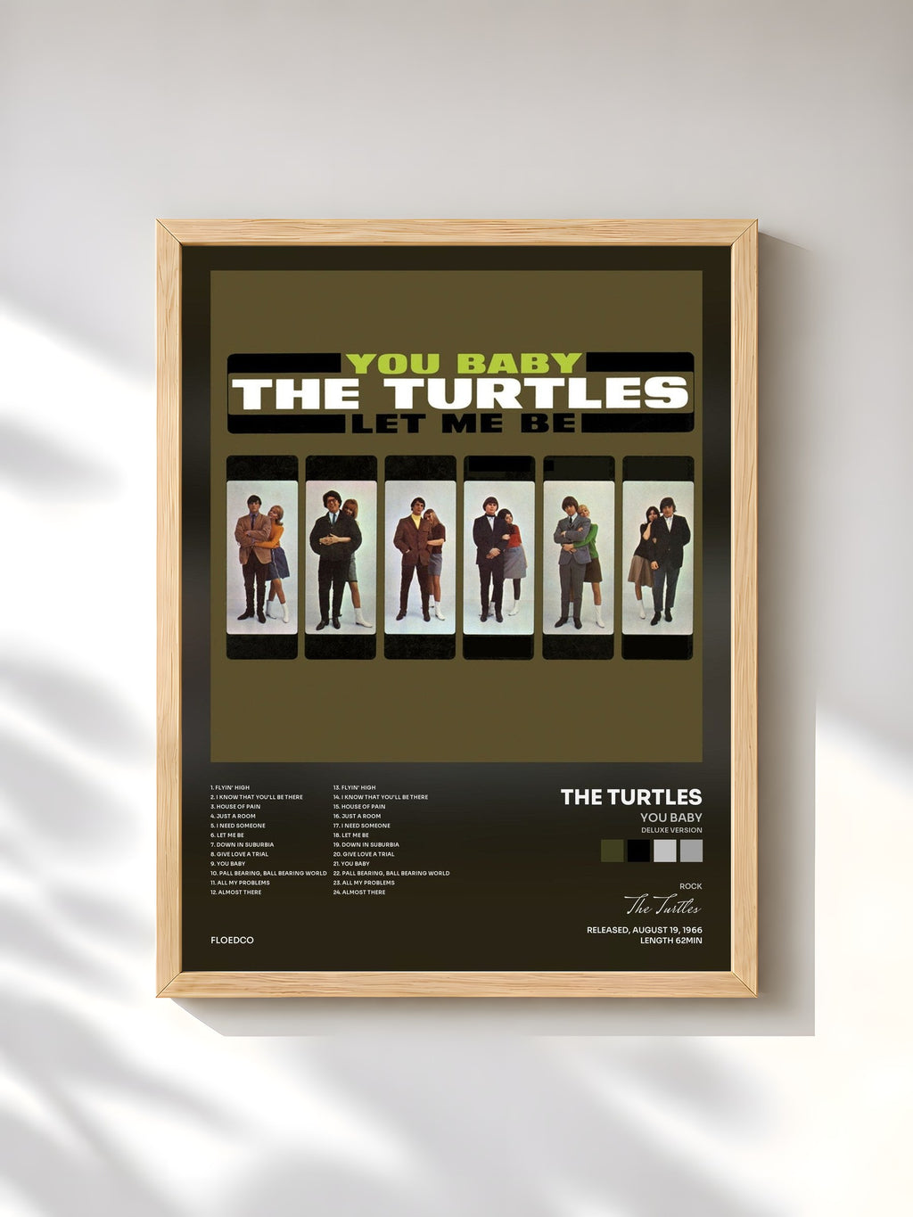 #bois Tableau de l'album You Baby (Deluxe Version) de The Turtles, cadre en bois brut, imprimé et encadré en France