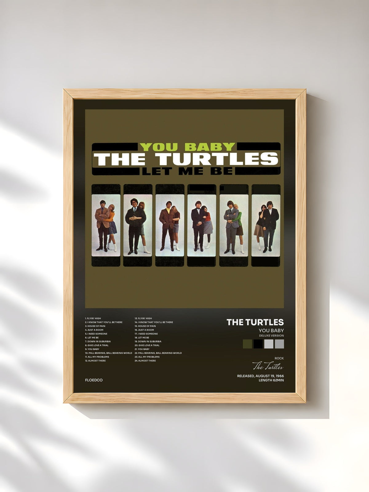 #bois Tableau de l'album You Baby (Deluxe Version) de The Turtles, cadre en bois brut, imprimé et encadré en France