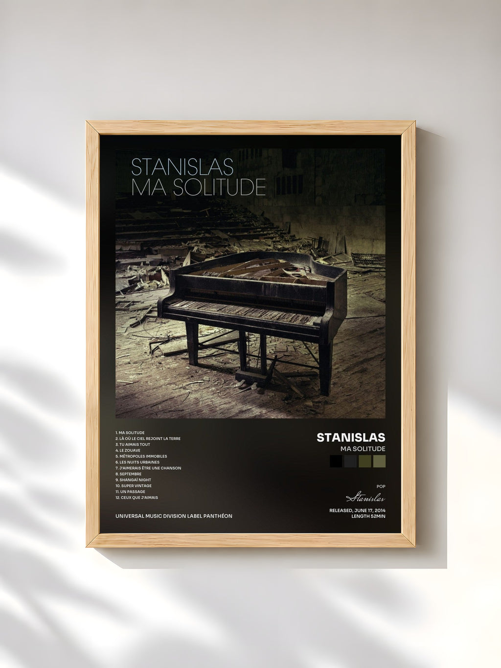 #bois Tableau de l'album Ma solitude de Stanislas, cadre en bois brut, imprimé et encadré en France
