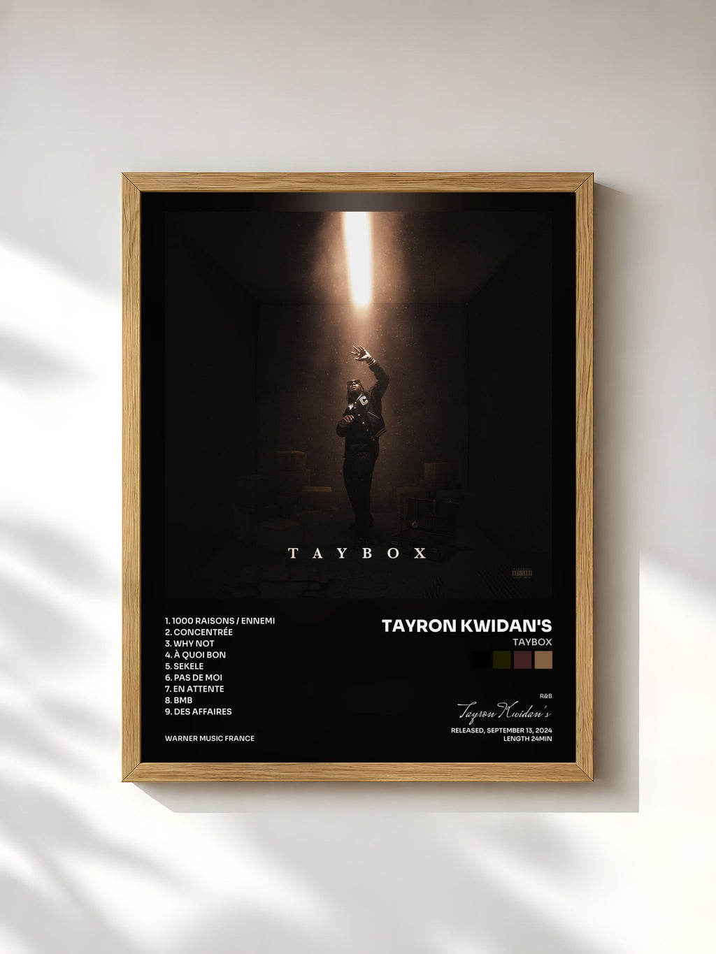 #bois Tableau de l'album Taybox de Tayron Kwidan's, cadre en bois brut, imprimé et encadré en France