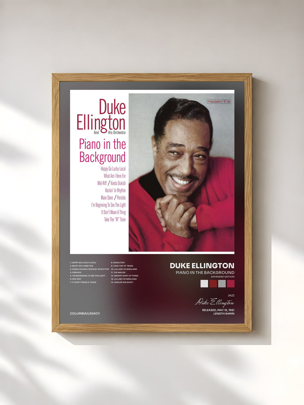 #bois Tableau de l'album Piano In The Background (Expanded Edition) de Duke Ellington, cadre en bois brut, imprimé et encadré en France
