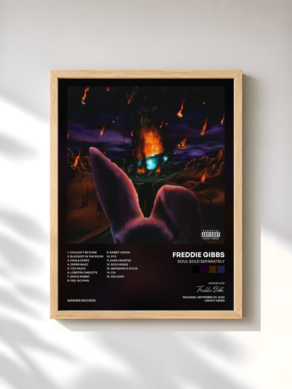 #bois Tableau de l'album $oul $old $eparately de Freddie Gibbs, cadre en bois brut, imprimé et encadré en France