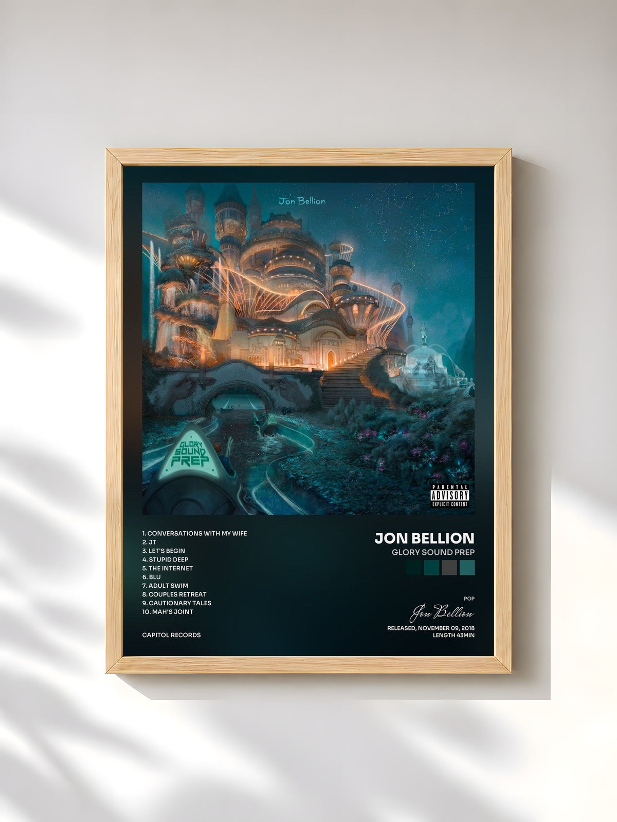 #bois Tableau de l'album Glory Sound Prep de Jon Bellion, cadre en bois brut, imprimé et encadré en France