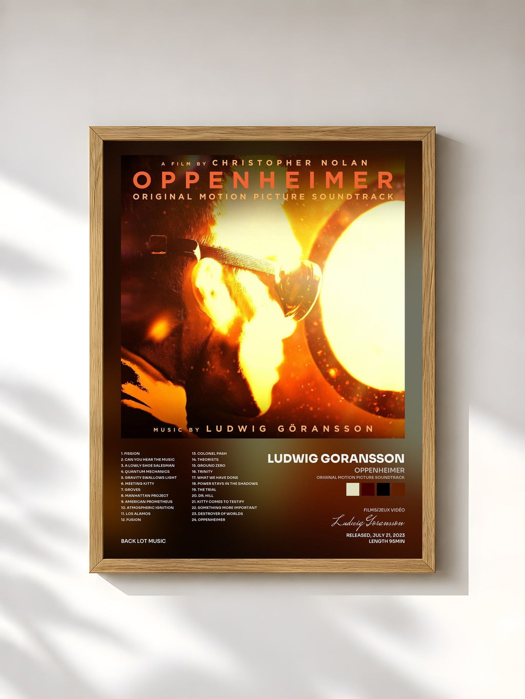 #bois Tableau de l'album Oppenheimer (Original Motion Picture Soundtrack) de Ludwig Goransson, cadre en bois brut, imprimé et encadré en France